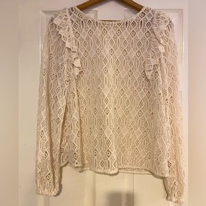SEZANE Ivory Crochet Long Sleeve Top Sz M